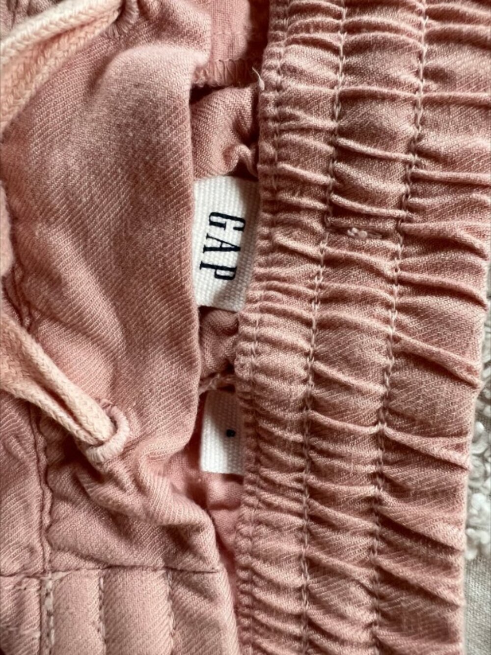 GAP Linen Blend Drawstring Joggers Small Pink Linen Rayon Pull-On Pants - Picture 9 of 9